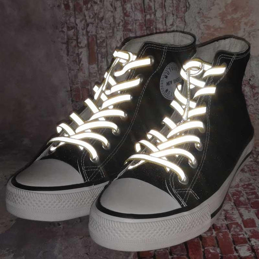 Laser 4M Reflective Wide Shoelaces 8MM Flat Type Shoe Accessories For Ladies Formal Dress Easy Boots