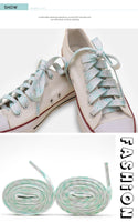 8MM Grey Mint Green Flat Shoelaces High End Heat Transfer Printing Freshness Lacets Cool Feeling For