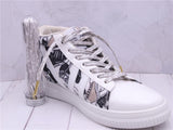 7MM Imitate Snake Skin Drawing Flat Luxurious PU Leather Shoelaces With Golden Metal Tip Nice Boot