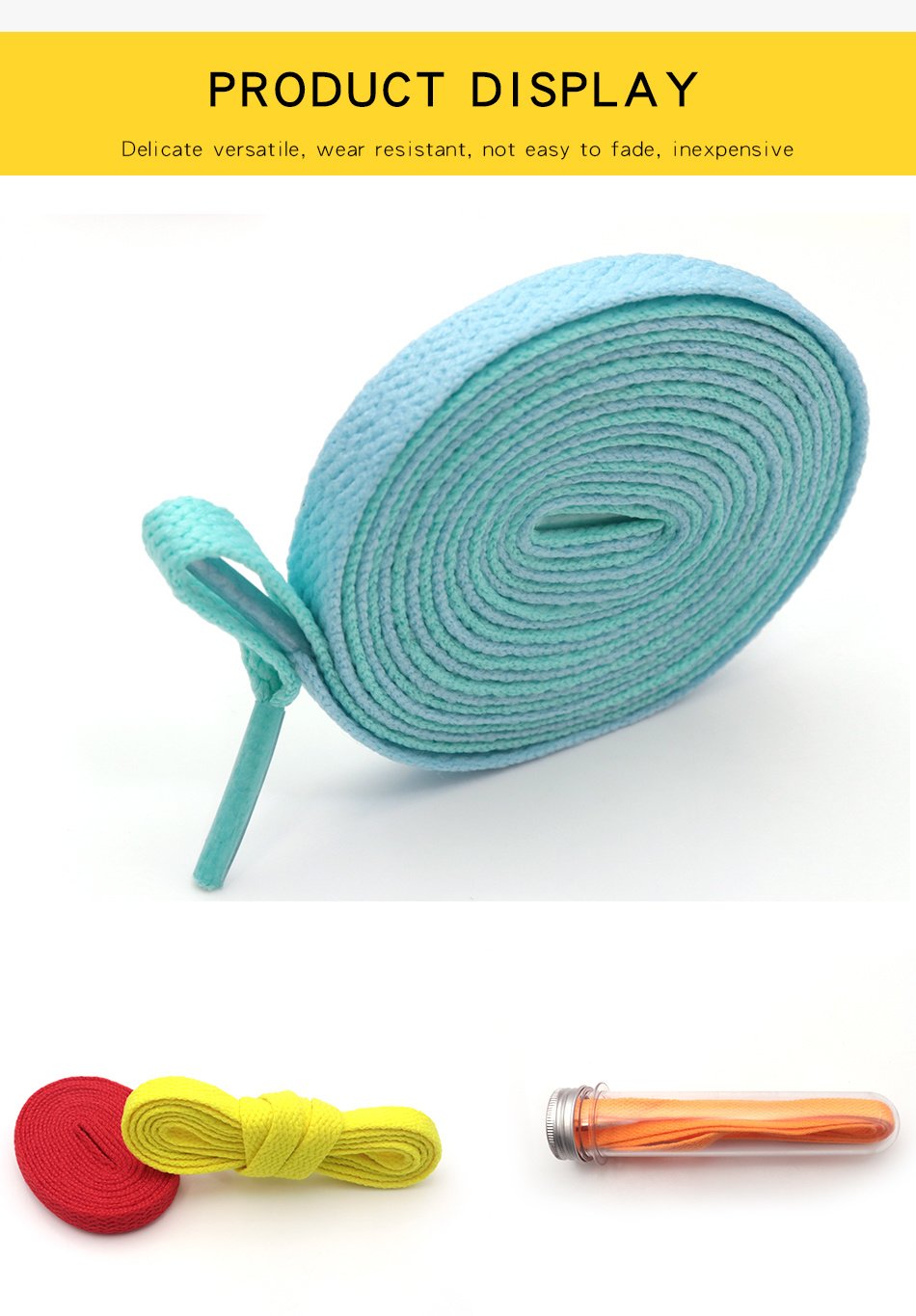 Weiou Shoe Accessories Support Custom Design Cheap Wholesale 8mm Width Flat Cotton Fabric Mesh Shoelaces