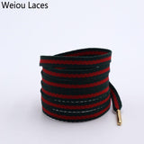 Weiou 8mm Green Red Webbing Ribbon Shoelaces Polyester Flat Laces Single Layer Shoestrings With