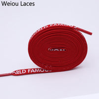 Weiou Fashion 7mm Width Double-sided Silk Screen Printing Universal Shoe Laces Flat Printed WORLD