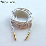 Hot Weiou Metal Tips Sports Athletic Colored Boot Laces Awesome Metallic Gold Shoelaces White Round