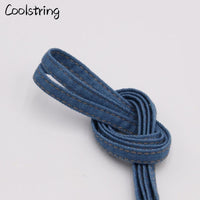 8mm Premium Flat Denim Shoelaces Metal Aglet Classic Laces Customize Your Kicks Blue Black