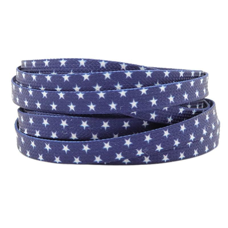 Pentalpha Pentagram Shoelaces Sublimated Printed Blue White Five-Pointed Star Boot Laces For