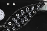 8MM Flat Black White Smiling Heat Transfer Printing Black Polyester Shoelaces For Kids Men Women