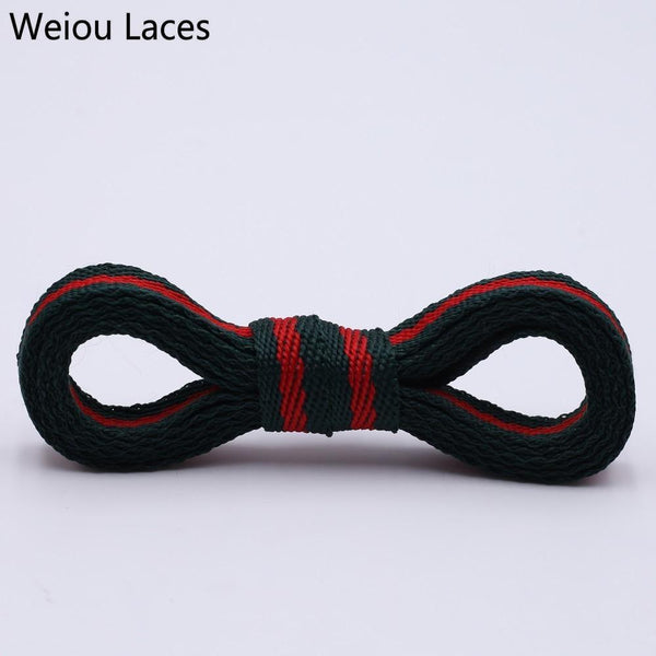 Weiou 8mm Green Red Webbing Ribbon Shoelaces Polyester Flat Laces Single Layer Shoestrings With