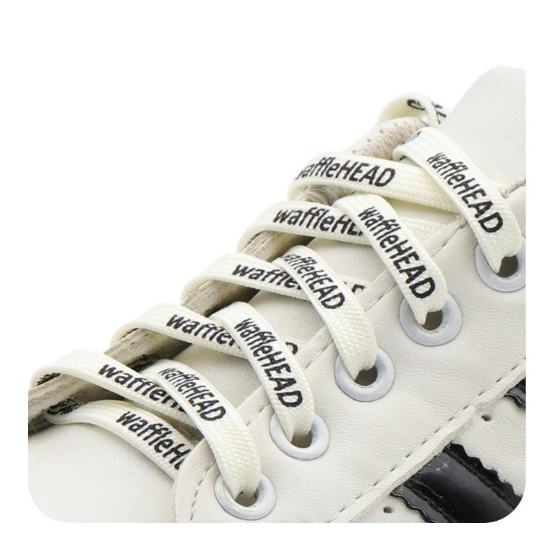 Weiou All-matched Shoelaces 0.7 Cm Flat Sports Printed Waffle Head Women Men Shoe Laces Support