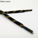 Weiou 6mm Round Rope Laces Black With Colorful Dots Line Yellow Bootlaces Unisex Striped Shoelaces