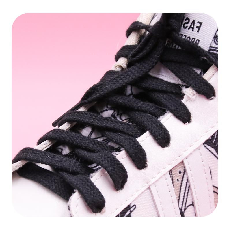 Weiou Laces 7MM Flat Shape Shoelaces Double-Layer Polyester Eye-Catching Cords Bright Solid Color