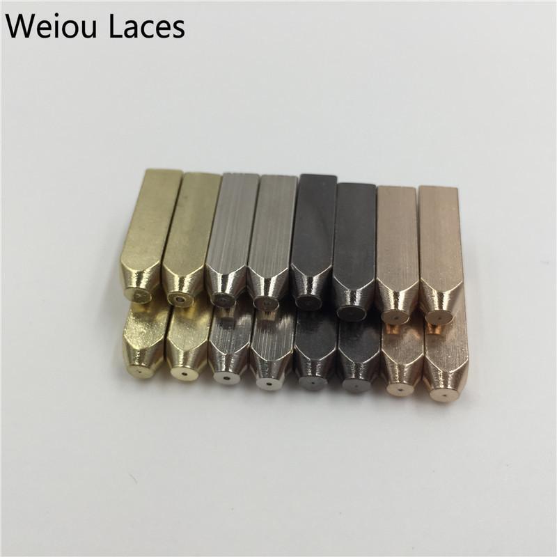 Weiou 4pcs/1 Set 5*5*19mm Gold Silver Gunblack Metal Aglet Tips Replacement Repair Shoelaces Head