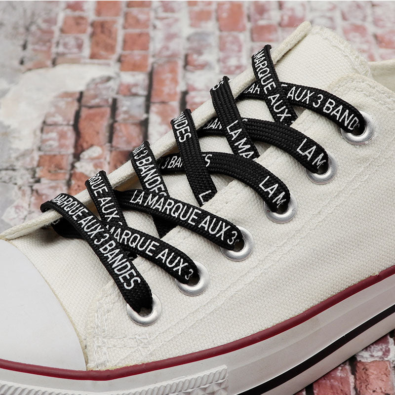 Weiou Lace Company Fashion Design Printing English Character Black And White Flat Custom Printed Shoelaces For Shoes