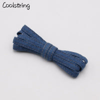 8mm Premium Flat Denim Shoelaces Metal Aglet Classic Laces Customize Your Kicks Blue Black