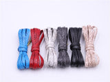 7MM Imitate Snake Skin Drawing Flat Luxurious PU Leather Shoelaces With Golden Metal Tip Nice Boot