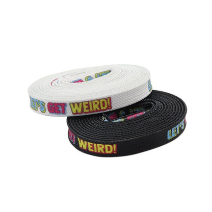 Weiou Sport Printing Hiking Shoelaces 0.8 Cm Flat Printed Let's Get Weird Black And White Cut