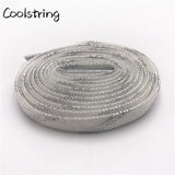 7mm Double Layer Shinning Colorful Glitter Shoelaces Long Shoe Laces White Black Red Gold Silver