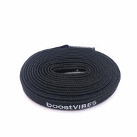 Flat White Black Printed BoostVIBES Shoelaces Two Sided Printing Letter Bootlaces For Sports