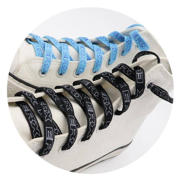 7MM Black-White Blue-Sapphire "ERX" Letter Printing Shoelaces Women Sneaker 2021 Canvas Ropes Flat