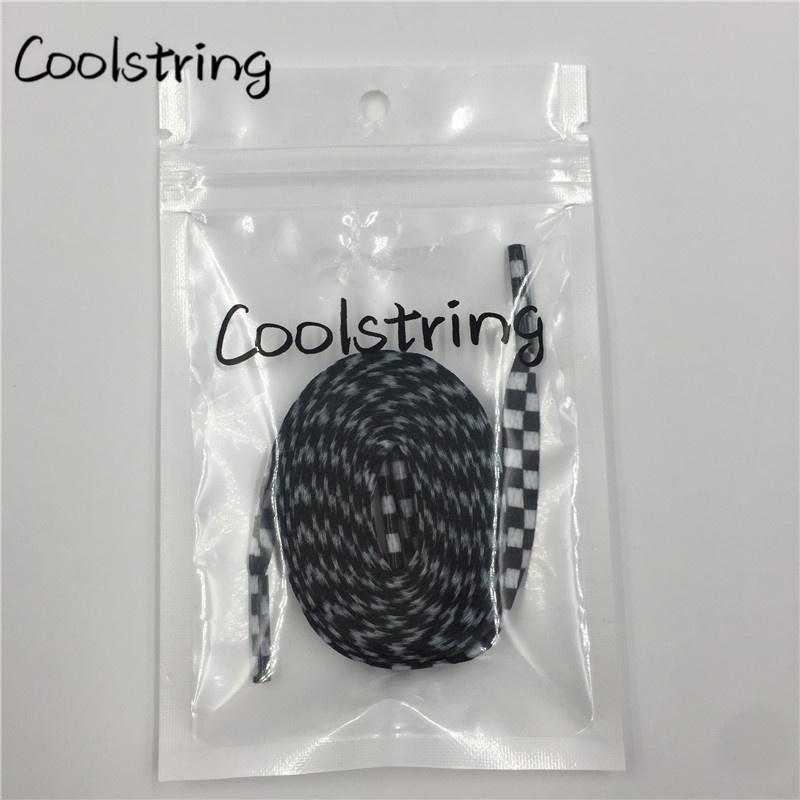 Polyester 8mm Width Flat Shoelaces Grid Shoe Lace Checkered Digital Print Shoestrings Sublimated