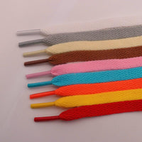 Weiou  Support Custom Design for Sneaker Shoes 98 Colors Optional 8mm Width Flat Cotton Fabric Mesh Shoelaces