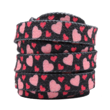 Top Quality Shoelaces Accessories 8MM Flat Pink Girl Lovers Heart Heat Transfer Printing Women