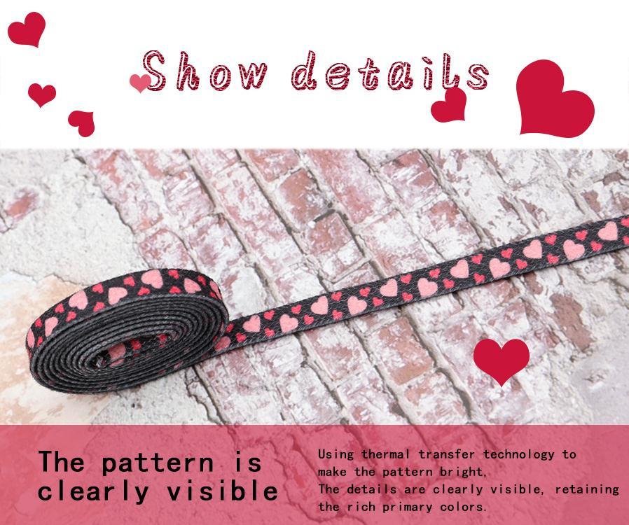 Top Quality Shoelaces Accessories 8MM Flat Pink Girl Lovers Heart Heat Transfer Printing Women