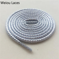 Weiou Two Toned Shoe Laces Gold Silver Metallic Shoelaces Glitter Shoe Strings White Round