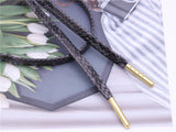 7MM Imitate Snake Skin Drawing Flat Luxurious PU Leather Shoelaces With Golden Metal Tip Nice Boot