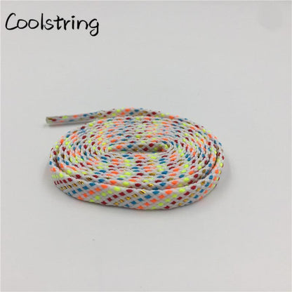 New Arrival 7mm Flat Glitter Metallic Shoe Strings Laces Novelty Unique Dress Shoelaces For Martin