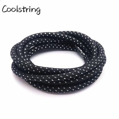 4.5mm Fashion Striped Glitter Round Rope Shoelaces Shiny Shimmering Shoe Laces Shiny Sparkly For