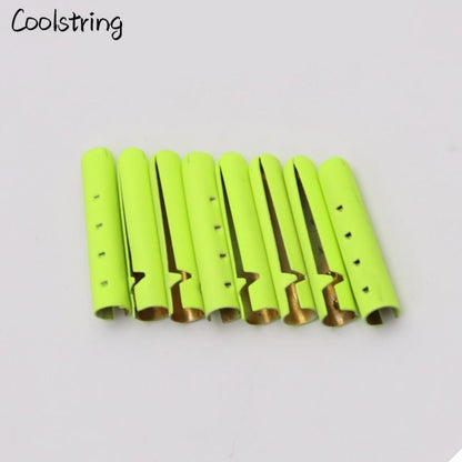 4 Latchet Fluorescent Yellow Orange Painting Metal Tips For Shoelace Drawstring Clothing Hoodie DIY