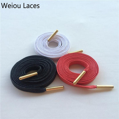 Weiou Heavy Duty Waxed Cotton Flat Shoelaces With Gold Metal Aglets Bright Color Cotton Shoe Laces