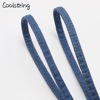 8mm Premium Flat Denim Shoelaces Metal Aglet Classic Laces Customize Your Kicks Blue Black