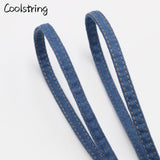 8mm Premium Flat Denim Shoelaces Metal Aglet Classic Laces Customize Your Kicks Blue Black