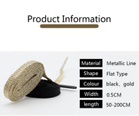 5MM Metallic Yarn Flat Shoelace Black/Dark Gold Lace Fashion Men Women Sneaker Canvas 2021 New