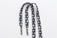 8MM Flat Black White Smiling Heat Transfer Printing Black Polyester Shoelaces For Kids Men Women