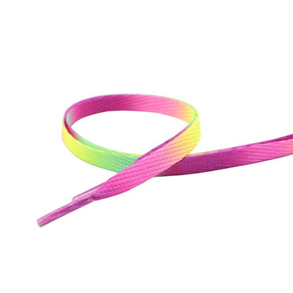 Weiou New Adorable Rainbow 4 Colors Shoelaces 0.8 Cm Flat Attractive Women's Shoe Laces For  Canvas