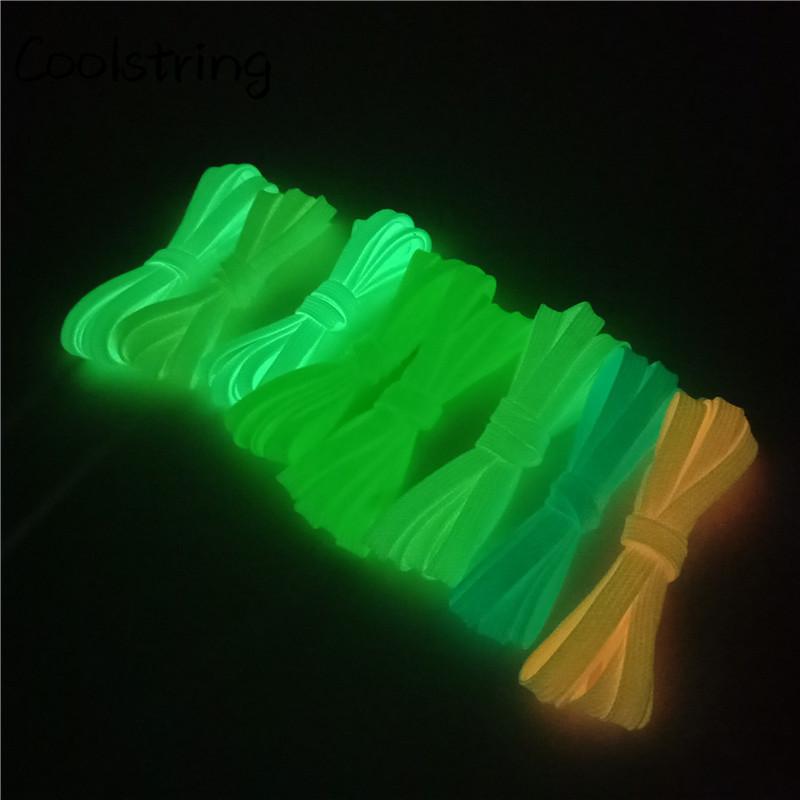 New Arrival Night Shoelace Flat Shoe Laces Luminous Glow In The Dark Athletic ShoeLace 7mm Colorful