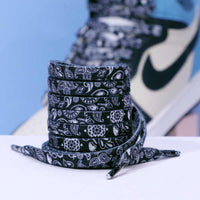 8MM Paisley Shoe Accessories Bright Blue With Bandanna Pattern Heat Transfer Printing Cords Sport