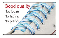 8MM Blue White Striped Ripple Heat Transfer Printing Shoelaces Top Accessories Women Sneaker Ropes