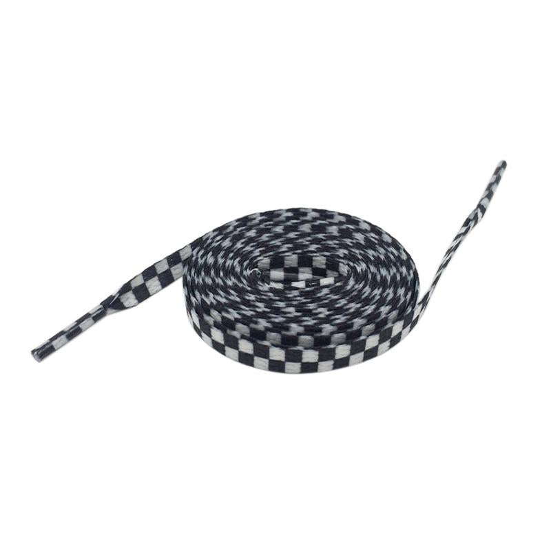 Polyester 8mm Width Flat Shoelaces Grid Shoe Lace Checkered Digital Print Shoestrings Sublimated