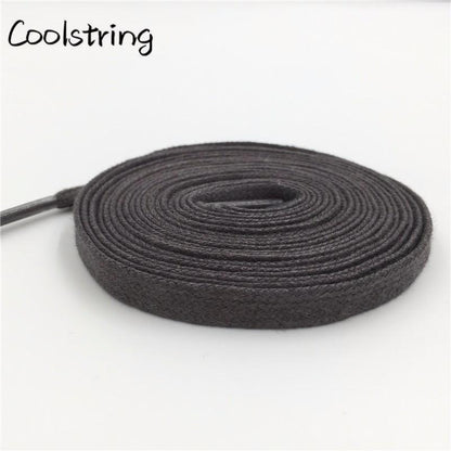 Waxed Cotton Flat Shoe Laces Leather Waterproof Mens Martin Boots Shoelace Casual Dress Coloured