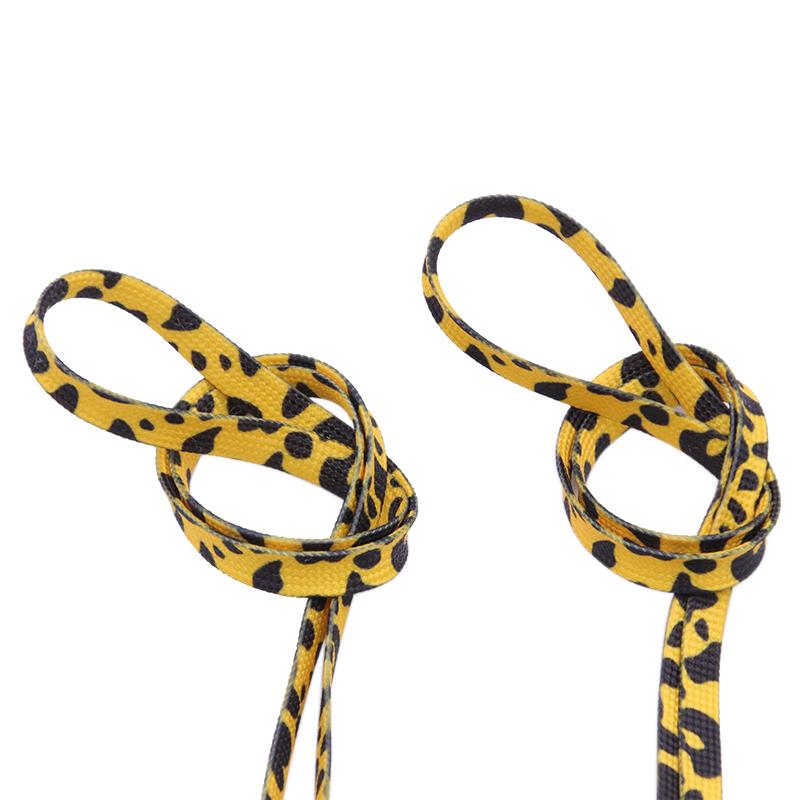 Weiou 7mm Polyester Double Hollow Flat Printed Classic Leopard Laces Sublimated Heat Transfer