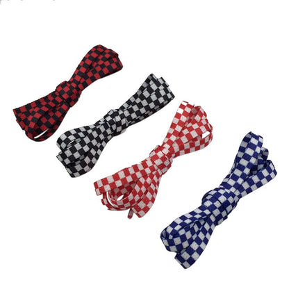 Polyester 8mm Width Flat Shoelaces Grid Shoe Lace Checkered Digital Print Shoestrings Sublimated