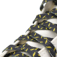 Weiou New Adorable Printed Black And Yellow Lightning Shoelaces 0.8 Cm Flat Attractive Women's Shoe