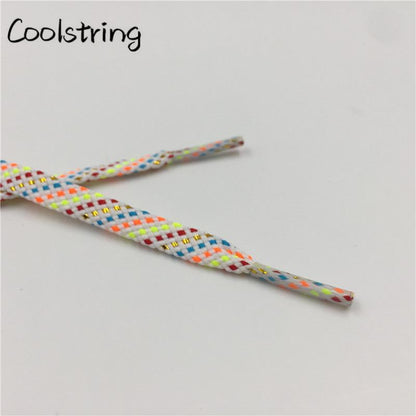 New Arrival 7mm Flat Glitter Metallic Shoe Strings Laces Novelty Unique Dress Shoelaces For Martin