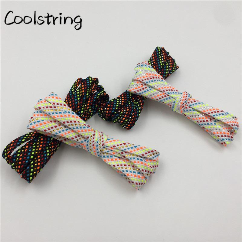 New Arrival 7mm Flat Glitter Metallic Shoe Strings Laces Novelty Unique Dress Shoelaces For Martin