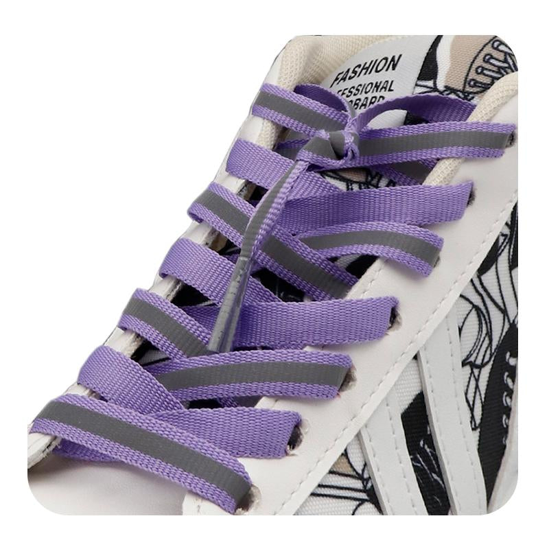 Weiou New 8mm Flat Classical 4M Purple Reflective Shoelaces Parent-child Sports Sneakers Canvas Shoe