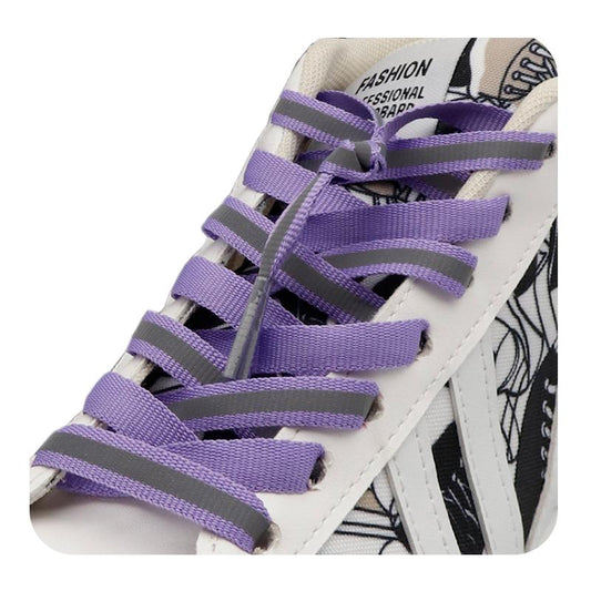 Weiou New 8mm Flat Classical 4M Purple Reflective Shoelaces Parent-child Sports Sneakers Canvas Shoe