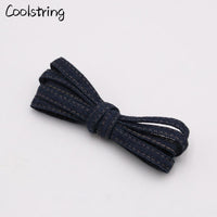 8mm Premium Flat Denim Shoelaces Metal Aglet Classic Laces Customize Your Kicks Blue Black